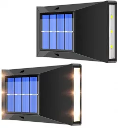 Set 2 lampi de perete 6 LED incarcare solara alb cald 15W 