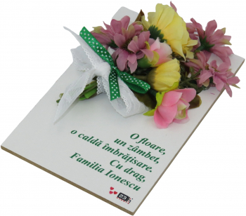 Cadou placuta lemn decorata cu flori si mesaj - ILIF203055 - 23h Events 