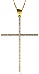 Colier din aur galben cu cristale model Cross of Love 