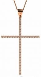 Colier din aur roz cu cristale model Cross of Love 