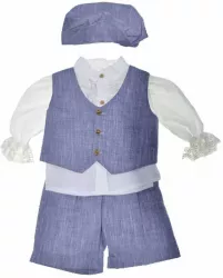 Costum botez din 4 piese pentru baieti Duomar 20623-1 Albastru 
