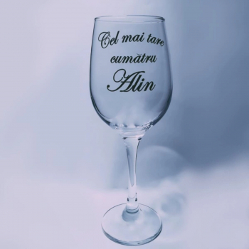 Pahar de vin personalizat prin gravura Cel mai tare cumatru - KLTM211006 - 23h Events 
