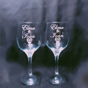 Pahare de vin personalizate prin gravura Aniversarea Casatoriei model 1 - KLTM212004 - 23h Events 