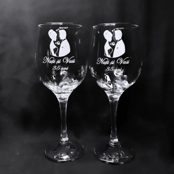 Pahare de vin personalizate prin gravura Aniversarea Casatoriei model 2 - KLTM212005 - 23h Events 