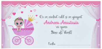 Plic de dar botez personalizat cu nume Bebe fetita roz - MIBC203050 - 23h Events 