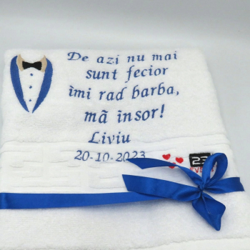 Prosop Mire personalizat prin broderie cu mesaj albastru - ILIF310058 - 23h Events 