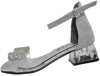 Sandale cu toc transparent pentru fete Mini Junior BB8392AR Argintiu 