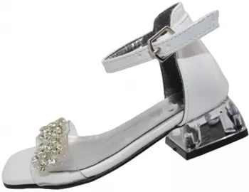 Sandale cu toc transparent pentru fete Mini Junior BBB2901 Alb 