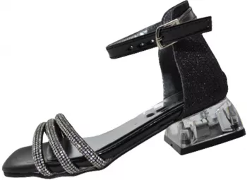 Sandale cu toc transparent pentru fete Mini Junior BBB2901N-28 Negru 