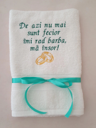 Set 2 prosoape brodate cu mesaj deosebit pentru miri/fini 70x130 cm - ILIF306023 - 23h Events 