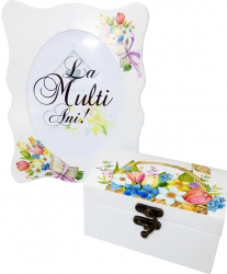 Set cadou La multi ani 2 piese cu rama foto si cutie de bijuterii - ILIF181 - 23h Events 