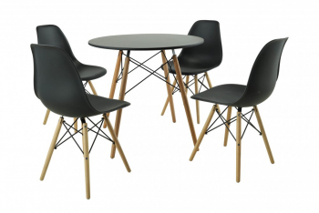 Set masa DA151BK 80x75 cm/ 4 scaune 46x55x83 cm DA232BK 