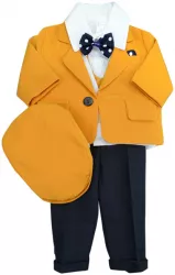 Costum elegant 5 piese pentru baieti Andreeatex CSS-5674-68 Galben