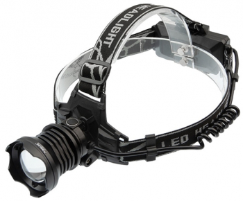 Lanterna de cap LED XHP160 Ultra-Bright IdeallStore® zoom intensitate interschimbabila aluminiu negru 