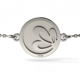Bratara cu lantisor din aur alb model Floare de lotus gravata 