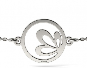 Bratara cu lantisor din aur alb model Floare de lotus 
