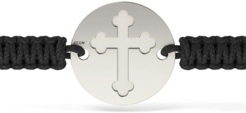 Bratara din aur alb cu snur impletit model Ortodox 01 