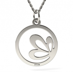 Lantisor cu pandantiv din aur alb model Floare de lotus 