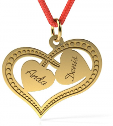 Pandantiv din aur galben cu snur model Mirific Hearts 