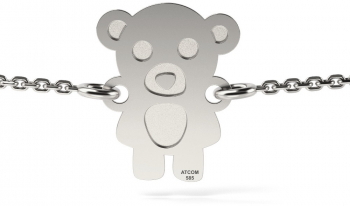 Bratara cu lantisor din aur alb model Teddy Bear 