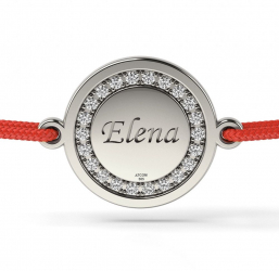 Bratara din aur alb cu snur model Magic Coin diamante 