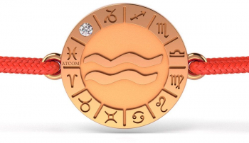 Bratara din aur roz cu snur rosu model Aquarius 