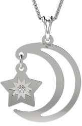 Lantisor cu pandantiv din argint model Moon and star 