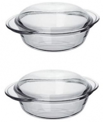 Set 2 tavi ovale cu capac Marinex Forno de copt din sticla 1 5l 26x20xh10 5cm 