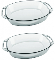 Set 2 tavi ovale de copt Marinex Forno din sticla 4 2l 40 2x27 5xh7cm 