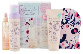 Set autobronzare Sunkissed Natural Glow Collection Gift Set cu spuma autobronzanta Dark