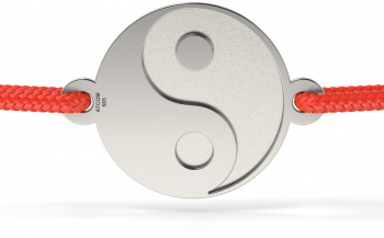 Bratara din aur alb cu snur model Yin si Yang 