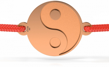 Bratara din aur roz cu snur model Yin si Yang 