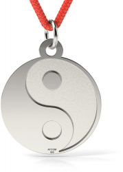 Pandantiv din aur alb cu snur model Yin si Yang 