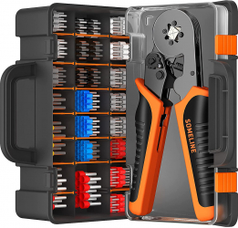Set cleste de sertizare pini conectori cu 2400 terminale conductori 0 25 - 10 mm² cu cutie de depozitare si transport