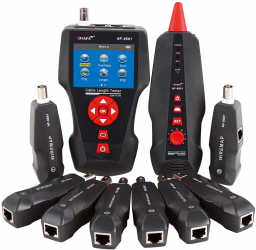 Tester cablu de retea pentru RJ45 RJ11 BNC UTP Coaxial cu functie testare continuitate lungime POE PING cu 8 telecomenzi 