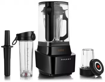 Blender vacuum Beper BP.620 1000W 1L Fara BPA Capac izolat fonic Soft Touch 2x viteze+impulsuri Negru 