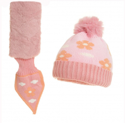 Set caciula si fular pentru copii PAMI CC-0523-096-2 One size Roz 