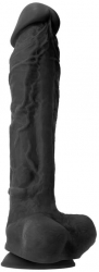 Dildo cu testicule - si ventuza NS Toys Colours Pleasures Negru lungime 25.4 cm diametru 6.4 cm 