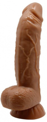 Dildo cu testicule - si ventuza Voluptas Beautiful Angelo SUPER Realistic Maro lungime 20 cm diametru 3.8 cm 