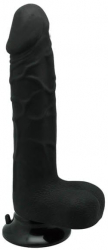 Dildo cu testicule - si ventuza X-Men Charmly Realistic Negru lungime 20 cm diametru 4.5 cm 