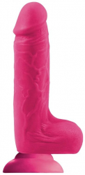 Dildo cu testicule - si ventuza X-Men Colours Softies Roz lungime 20.3 cm diametru 4 cm 