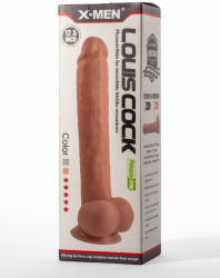 Dildo cu testicule - si ventuza X-Men Louis Cock Negru lungime 31.7 cm diametru 5 cm 