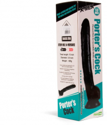 Dildo cu testicule - si ventuza X-Men Porters Cock Negru lungime 33 cm diametru 5.5 cm 