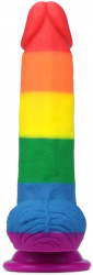 Dildo cu testicule - si ventuza X-Men Prider Multicolor lungime 19.5 cm diametru 4 cm 