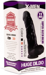 Dildo cu testicule - si ventuza X-Men Super Sized Negru lungime 28 cm diametru 7.5 cm 