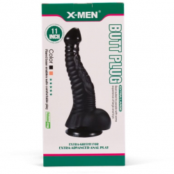 Dop Anal Butt Plug II X-Men Negru grosime 7 cm lungime 28 cm with testicle - cu ventuza 