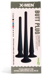 Dop Anal Butt Plug L X-Men Negru grosime 4 cm lungime 50 cm cu ventuza