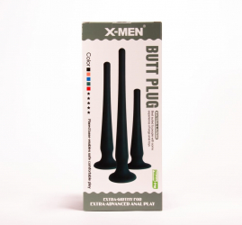 Dop Anal Butt Plug M X-Men Negru grosime 4 cm lungime 40 cm cu ventuza 