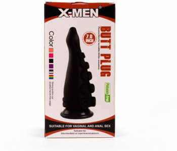 Dop Anal Butt Plug X-Men Negru grosime 6 cm lungime 17.8 cm cu ventuza 