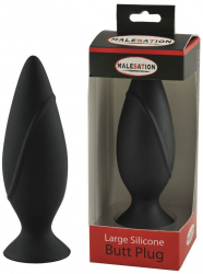 Dop Anal Malesation Silicone Plug Large Malesation Negru grosime 4.1 cm lungime 12 cm cu ventuza 
